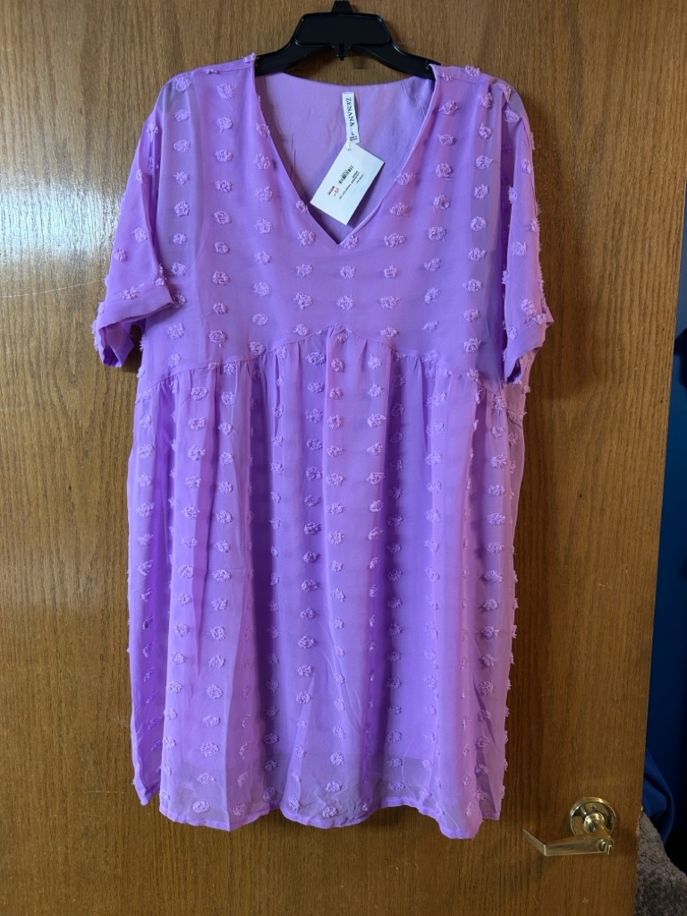 Zenana Outfitters Large Lavender V-Neck Dress - Picture 4 of 11